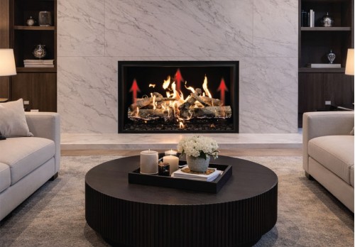 an image showing a vented gas log set