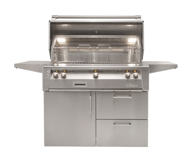 Alfresco 42-inch ALXE Portable Luxury Gas Grill with Refrigerator and Rotisserie | 3 Burner