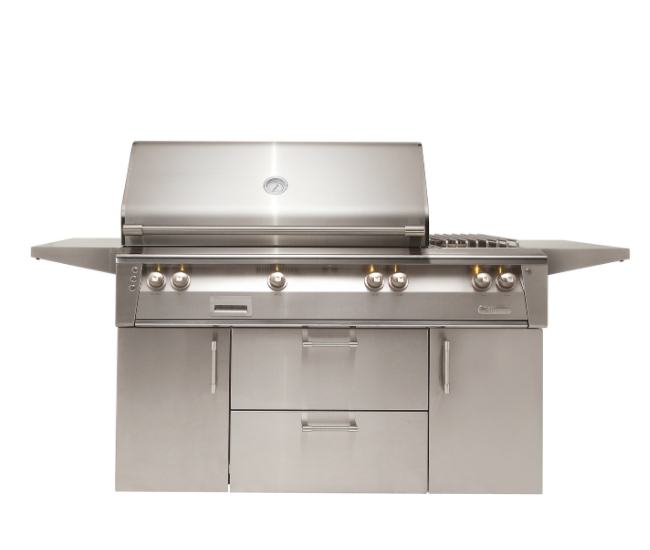 Alfresco 56-inch ALXE Portable Luxury Gas Grill with Rotisserie and Side Burner | 3 Burner