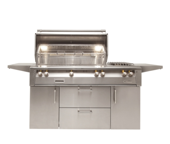 Alfresco 56-inch ALXE Portable Luxury Gas Grill with Rotisserie and Side Burner | 3 Burner