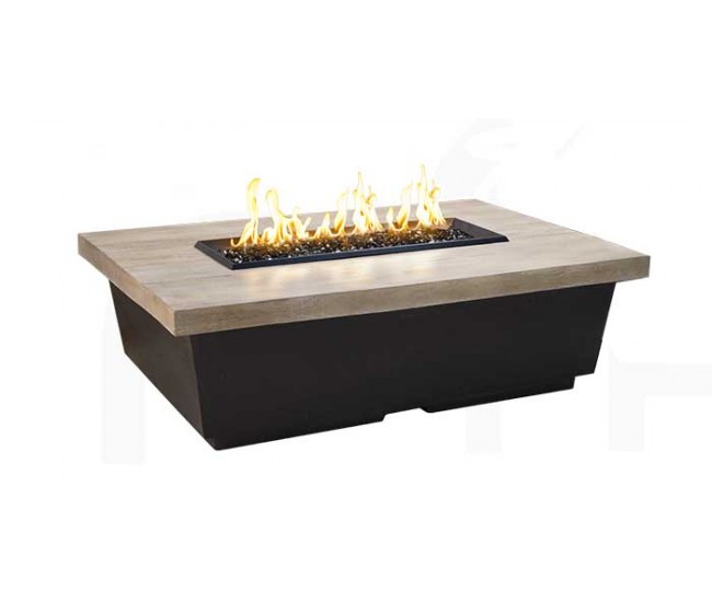 American Fyre Designs Silver Pine Black Lava Contempo Rectangle Firetable