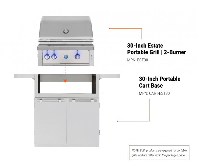 American Made Grills 30-inch Estate Portable Grill | 2-Burner (ESTFS30)