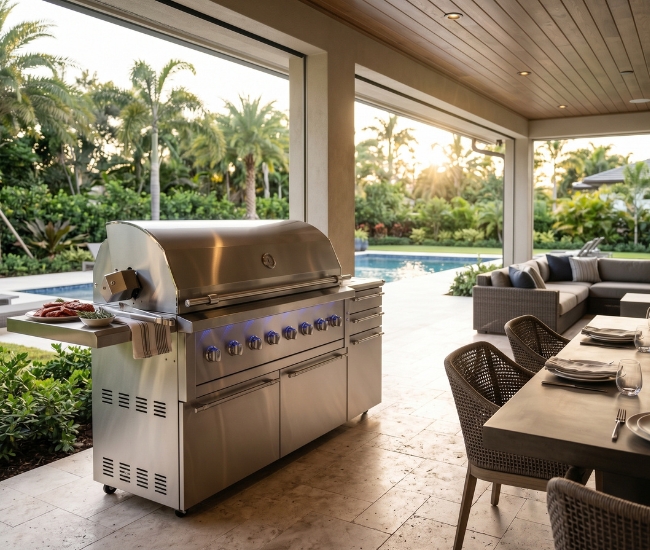 American Made Grills 54-inch Portable Ovation Hybrid Grill | 8-Burner (OVAFS4)