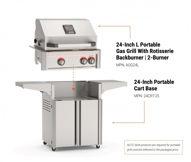 American Outdoor Grills by Fire Magic 24-Inch L Portable Gas Grill with Rotisserie Backburner | 2-Burner