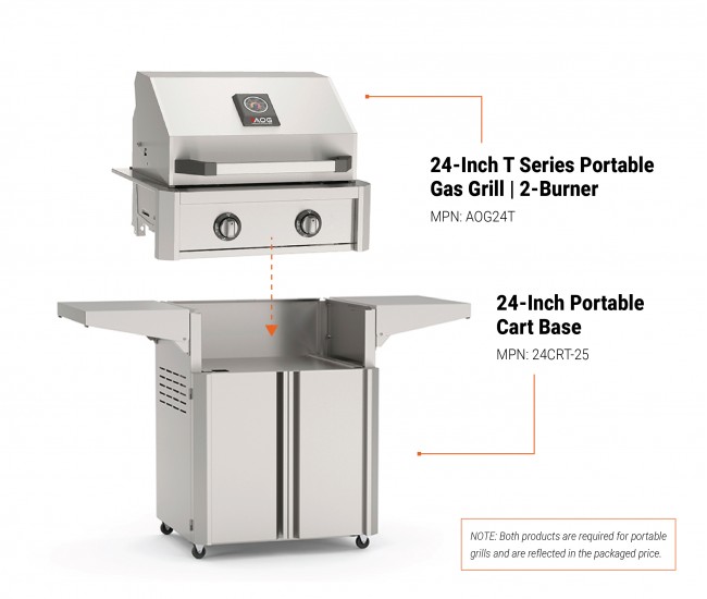 American Outdoor Grills by Fire Magic 24-Inch T Series Portable Gas Grill | 2-Burner