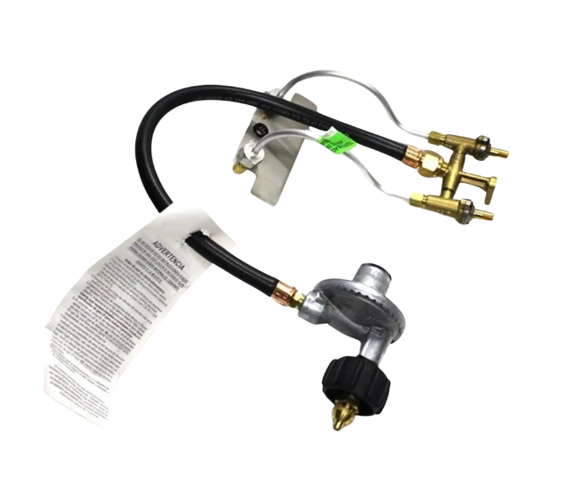 Broilmaster Complete Twin Valve Assembly with Flare, Hose and Regulator (LP) for P3, P4, D3 and D4 Grills