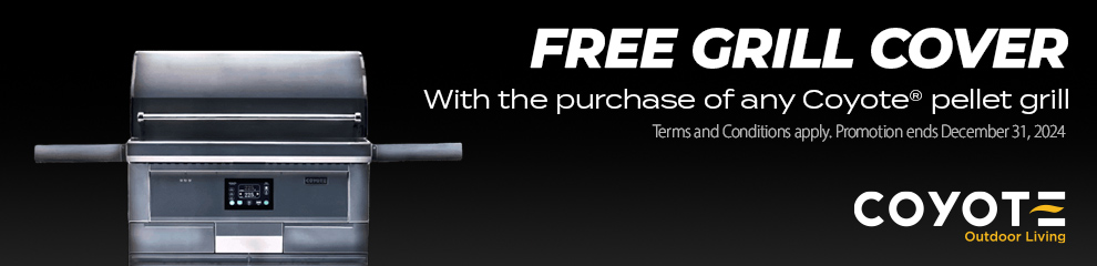 Free Grill Cover with the purchase of any Coyote Pellet Grill