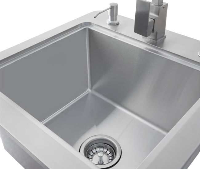 Coyote 21-inch Sink and Faucet, Drain, Soap Dispenser