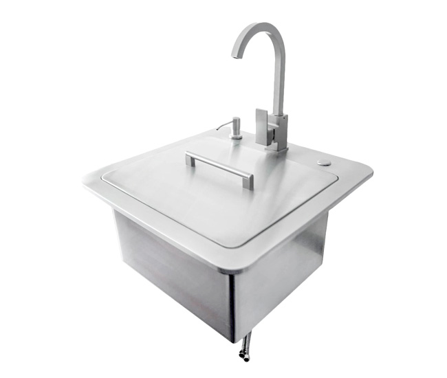 Coyote 21-inch Sink and Faucet, Drain, Soap Dispenser