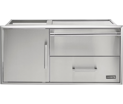 Coyote 42-inch Access Door with Storage & Warming Drawer Combo