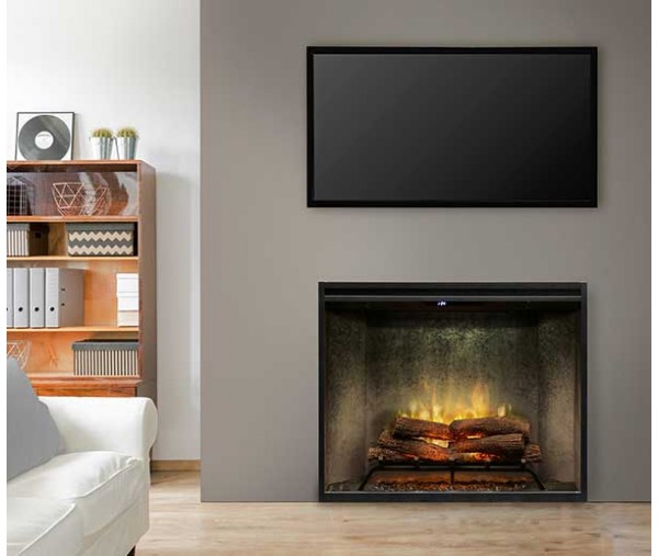 Dimplex Revillusion 36-inch Portrait Built-In Firebox with Glass Pane and Plug Kit, Weathered Concrete (RBF36PWC-FG)