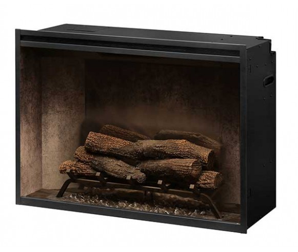 Dimplex Revillusion 36-inch Built-In Firebox with Glass Pane and Plug Kit, Weathered Concrete (RBF36WCG)