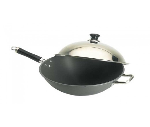 Fire Magic Wok 15-inch Hard Anodized with Stainless Steel Cover