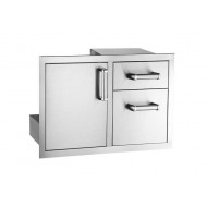 Fire Magic Flush Mounted Access Door with Double Drawer with Soft Close System