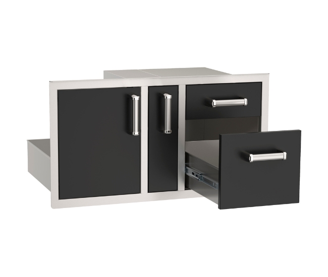 Fire Magic Echelon Black Door/Drawer Combo w/ Platter Storage