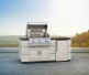 Fire Magic 77-inch Contemporary GFRC Pre-Fab Island in White Aspen Finish with Refrigerator Cut-Out
