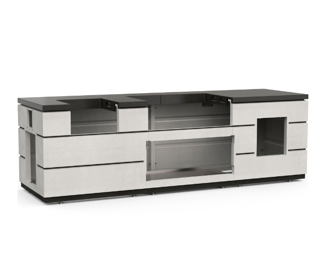 Fire Magic 115-inch Contemporary GFRC Pre-Fab Island with White Aspen Base and Double Drawer Cut-Out