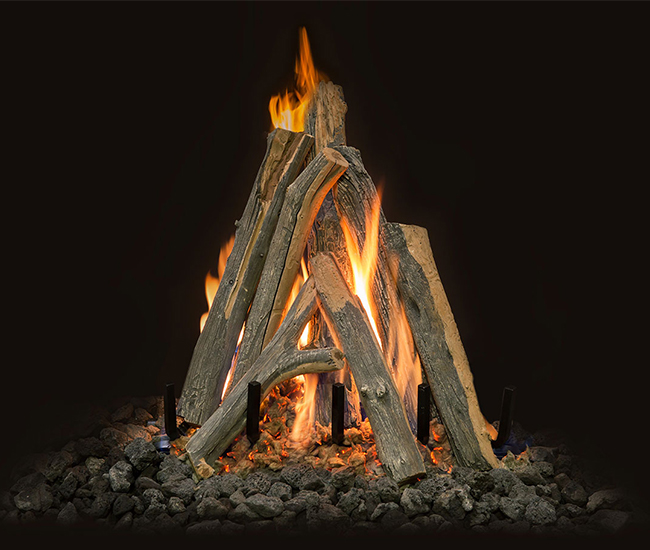 Grand Canyon Arizona Juniper Kiva 7 Piece Gas Log Set