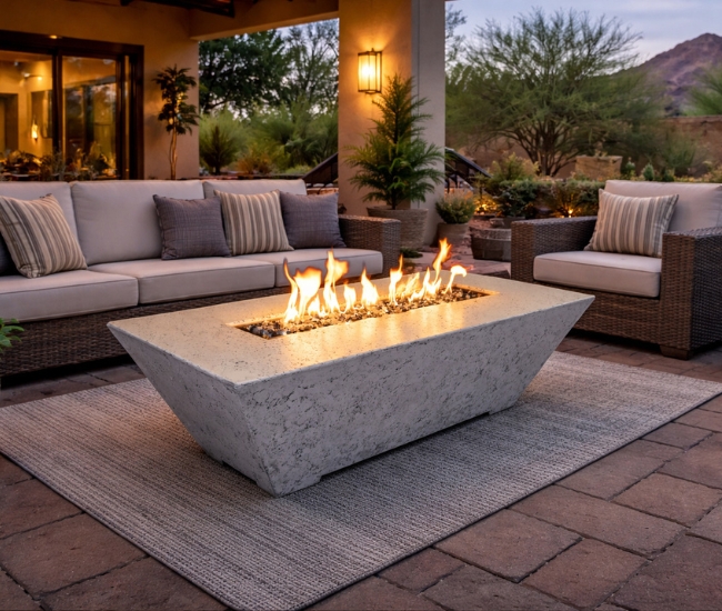 Grand Canyon Olympus 72-inch Rectangular White Fire Table (24-inch Height)