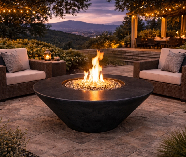 Grand Canyon 44-inch Black Round Fire Table