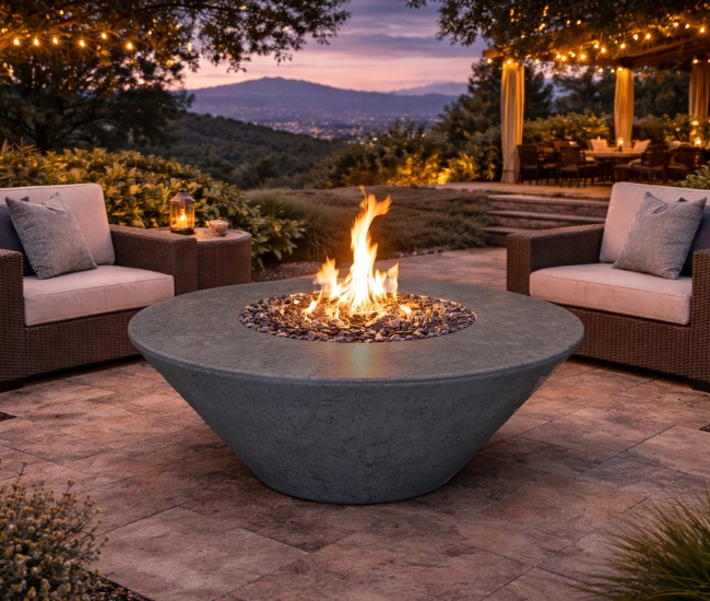 Grand Canyon 44-inch Gray Round Fire Table