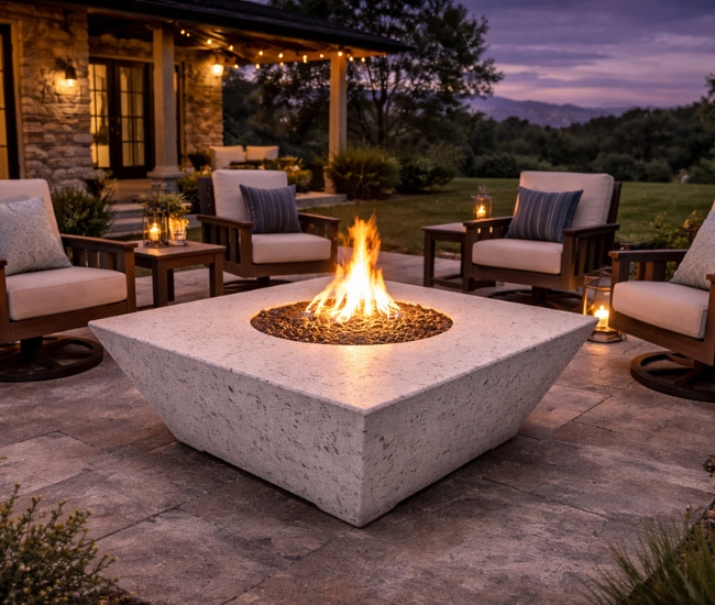 Grand Canyon 48-inch Square White Fire Table