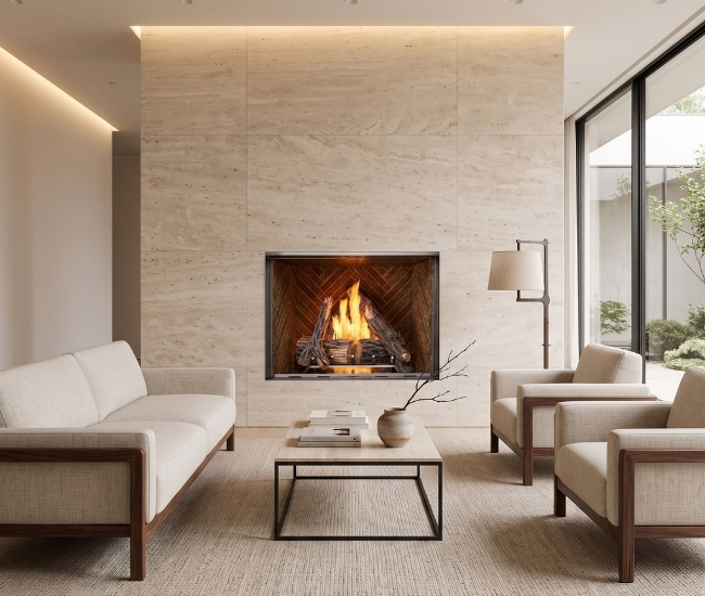 Majestic Courtyard Outdoor Vent-Free Gas Fireplace with Traditional Stacked Concrete Refractory