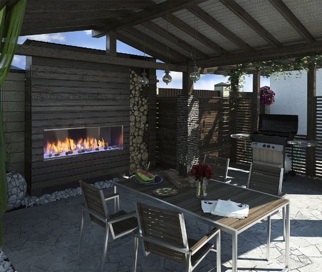 Majestic Lanai Single-Sided Outdoor Vent-Free Linear Fireplace