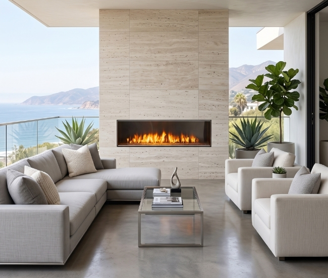 Majestic Lanai Single-Sided Outdoor Vent-Free Linear Fireplace