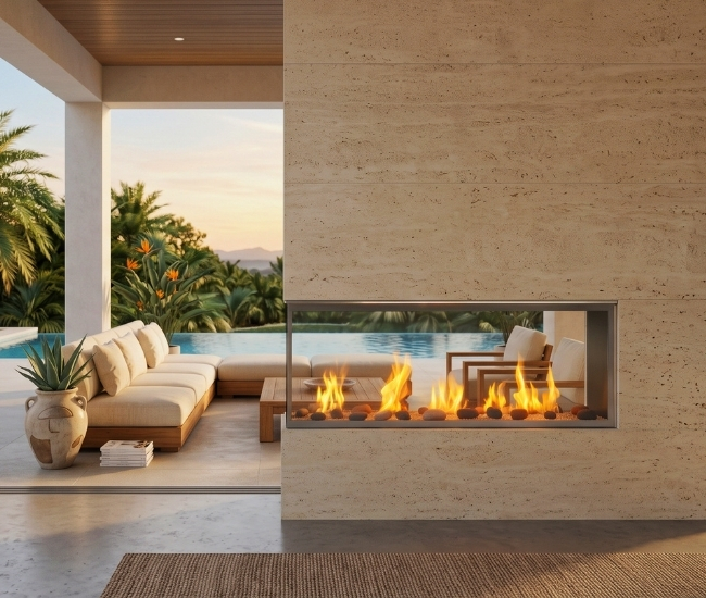 Majestic 48-inch Lanai See-Thru Outdoor Vent-Free Linear Fireplace