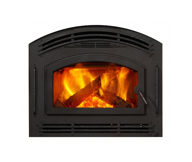 Majestic Pioneer II Wood Burning Fireplace with Classic Black Front and Single Arch Door