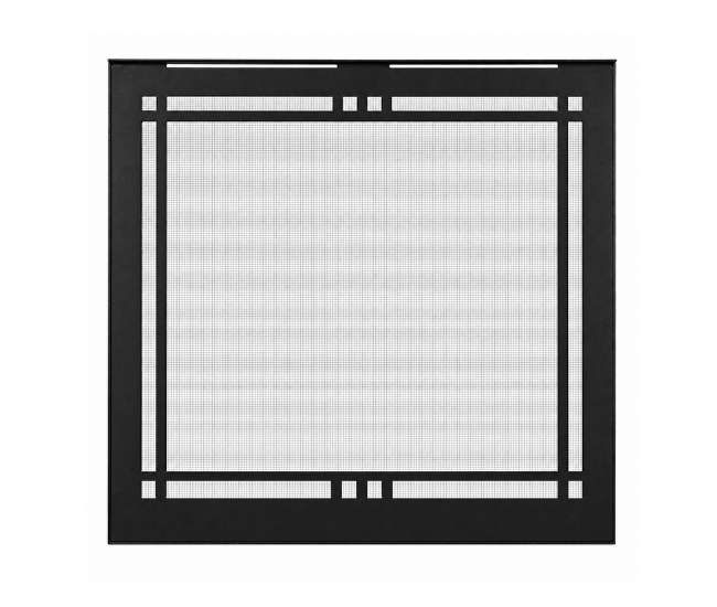 Majestic 36-inch Contemporary Rectangular Door Overlap Front in Black for Quartz Fireplace