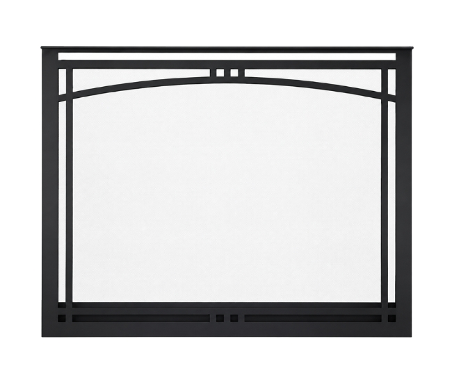 Majestic Manor Arched Overlap Fit Front with ClearVue Mesh in Black for 36-inch Meridian Fireplace