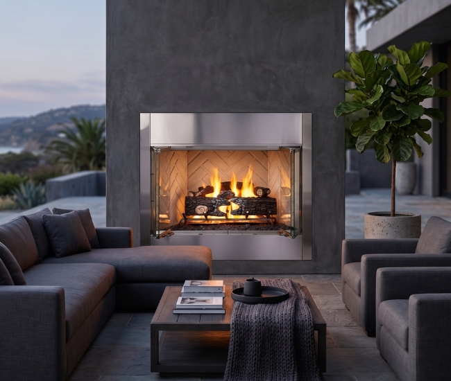 Majestic Villawood Herringbone Outdoor Wood Burning Fireplace
