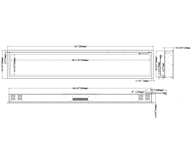 Modern Flames 100-inch Orion Slim Virtual Electric Fireplace