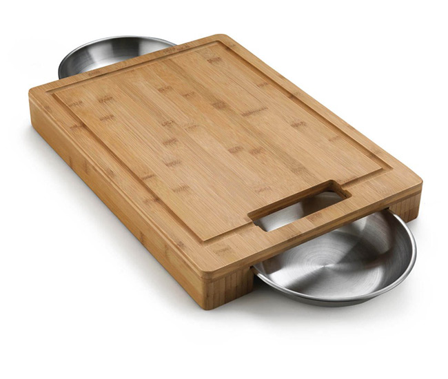 Napoleon Cutting Board with Stainless Steel Bowls