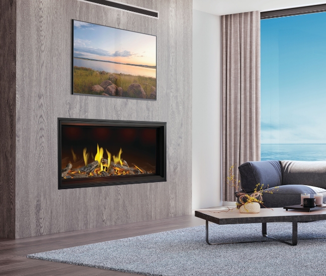 Napoleon Tall Linear Vector with Luminous Logs 62-inch Direct Vent Natural Gas Fireplace