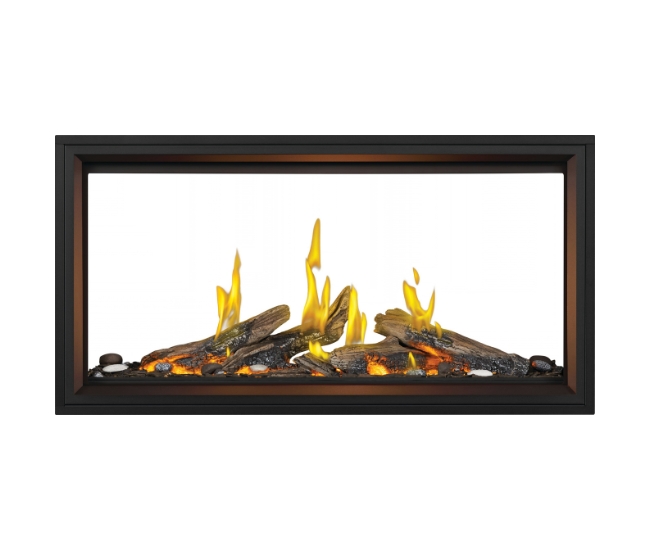 Napoleon Tall Linear Vector with Luminous Logs See-Thru 50-inch Direct Vent Natural Gas Fireplace