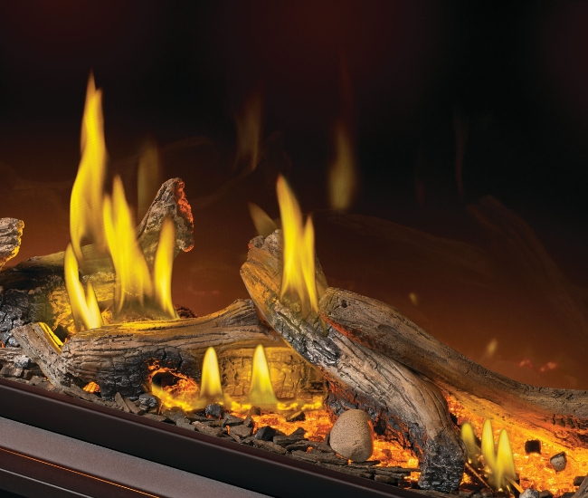 Napoleon Tall Linear Vector with Luminous Logs See-Thru 74-inch Direct Vent Natural Gas Fireplace