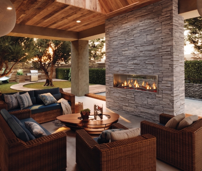 Napoleon Galaxy See-Thru 74-inch Electronic Ignition Outdoor Natural Gas Fireplace