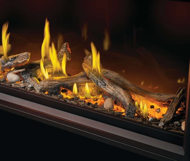 Napoleon Tall Linear Vector with Luminous Logs 62-inch Direct Vent Natural Gas Fireplace
