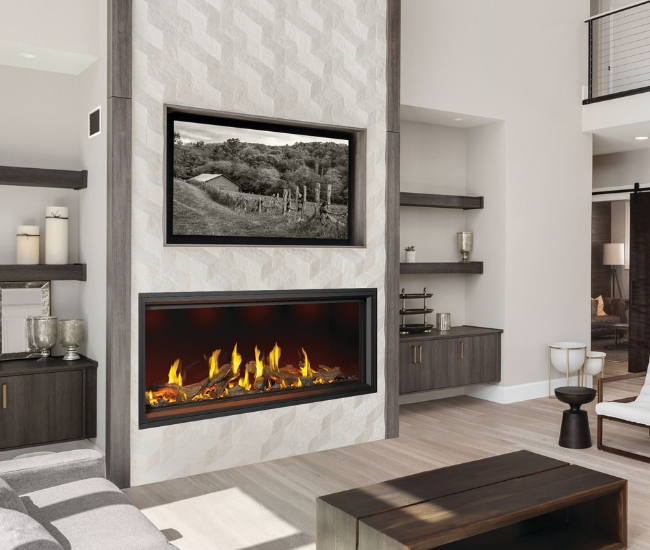 Napoleon Tall Linear Vector with Luminous Logs 74-inch Direct Vent Natural Gas Fireplace