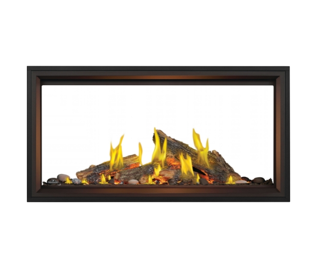 Napoleon Tall Linear Vector with Luminous Logs See-Thru 50-inch Direct Vent Natural Gas Fireplace