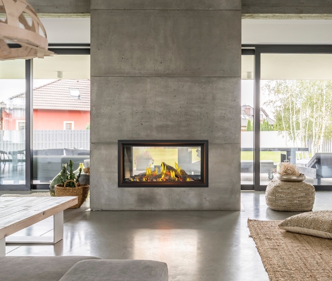 Napoleon Tall Linear Vector with Luminous Logs See-Thru 50-inch Direct Vent Natural Gas Fireplace