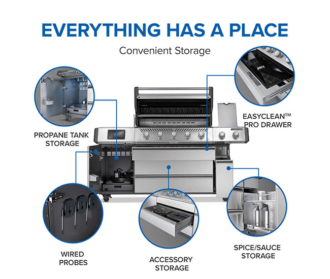 Napoleon Prestige Pro 665 Elite Portable Gas Grill with Smart Technology and Electric Smoker Box | 5-Burner