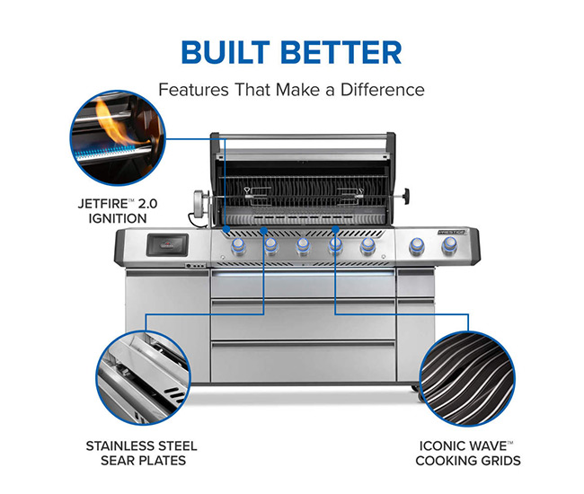 Napoleon Prestige Pro 665 Elite Portable Gas Grill with Smart Technology and Electric Smoker Box | 5-Burner