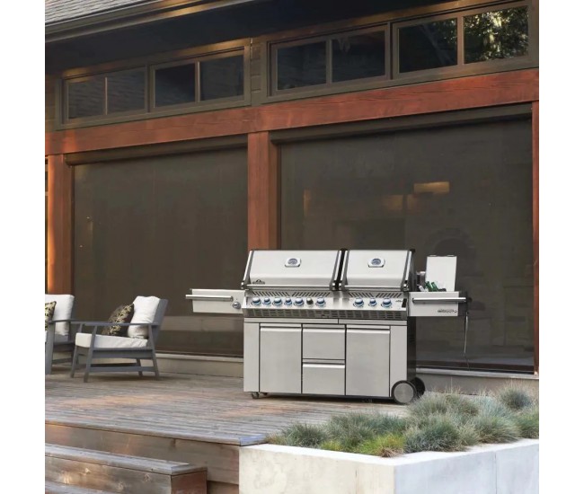Napoleon Prestige Pro 825 Stainless Steel Gas Grill with Power Side Burner,  Infrared Rear and Bottom Burners | 6-Burner