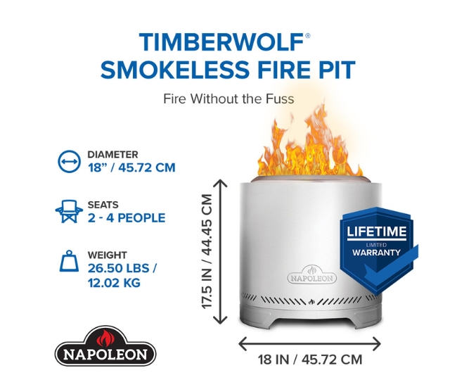Napoleon 18-inch Phantom Timberwolf Smokeless Wood Firepit 