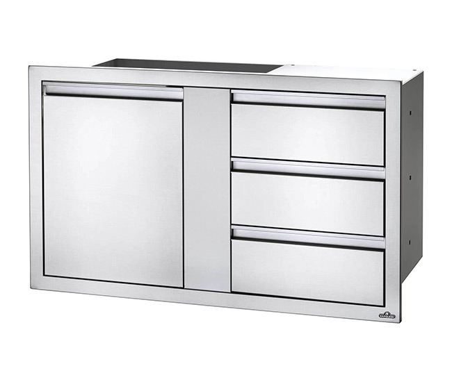 Napoleon 42-inch x 24-inch Large Single Door and Triple Drawer