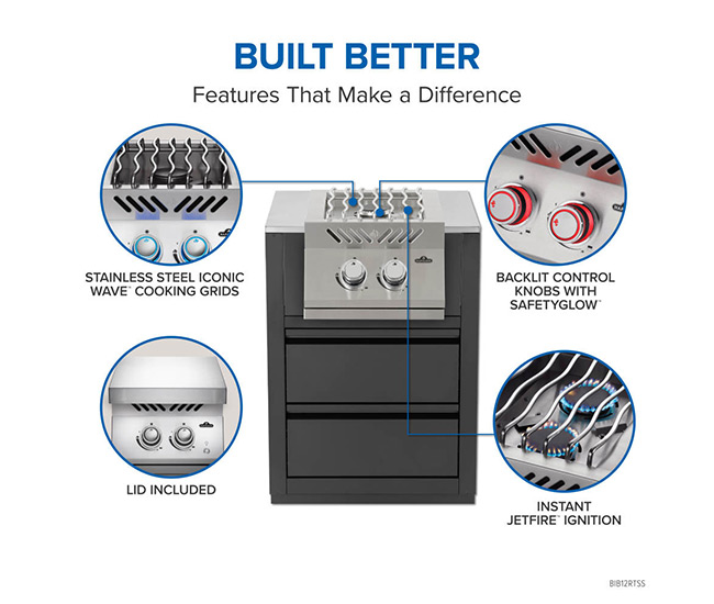 Napoleon Built-In 700 Series Inline Dual Range Top Burner with Stainless Steel Cover